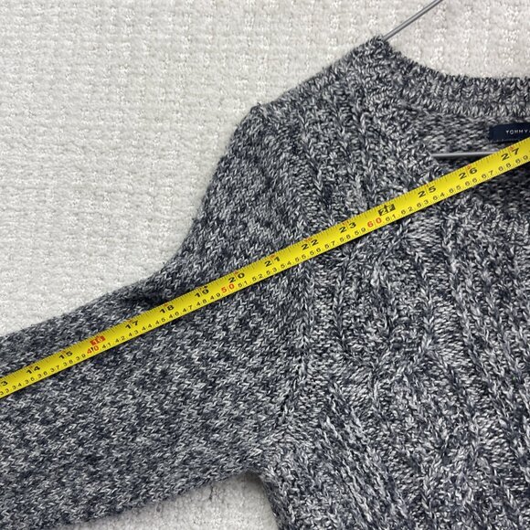 Tommy Hilfiger Womens Pull Over Sweater Chunky 3D Cable Knit Sz M Grey Cozy - Picture 10 of 14